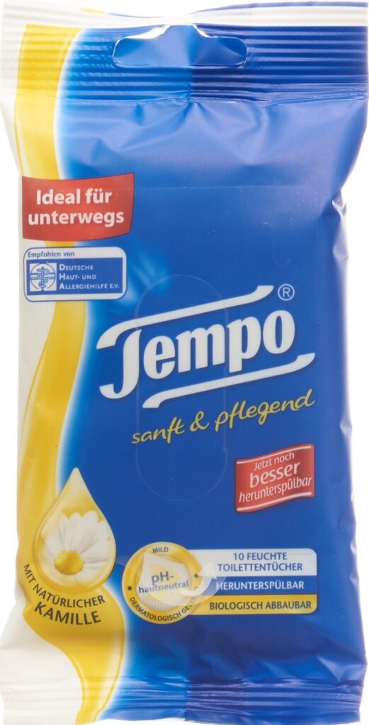 TEMPO papier-toilette humide Sanft&Pfl Trav 10 pce