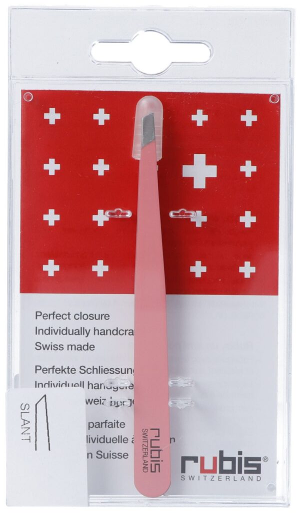RUBIS pincette biseautée rose inox