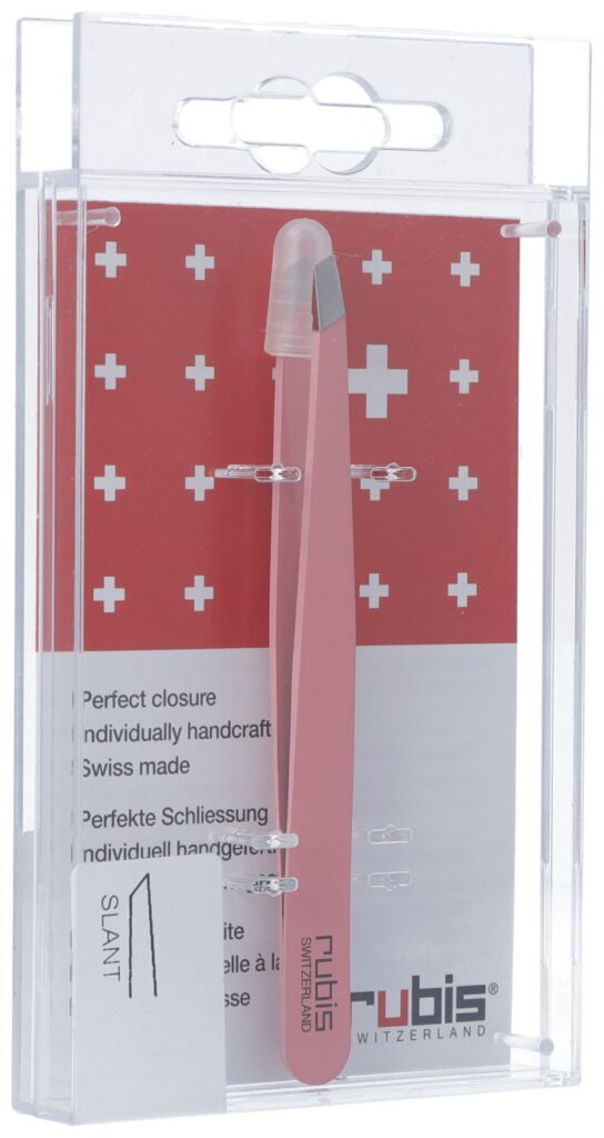 RUBIS pincette biseautée rose inox