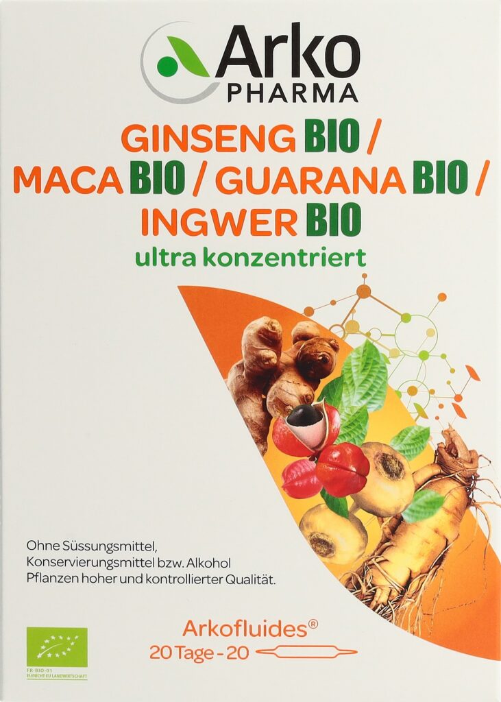 ARKOFLUIDE Gins-Maca-Guar-Ging amp buv bio 20 pce