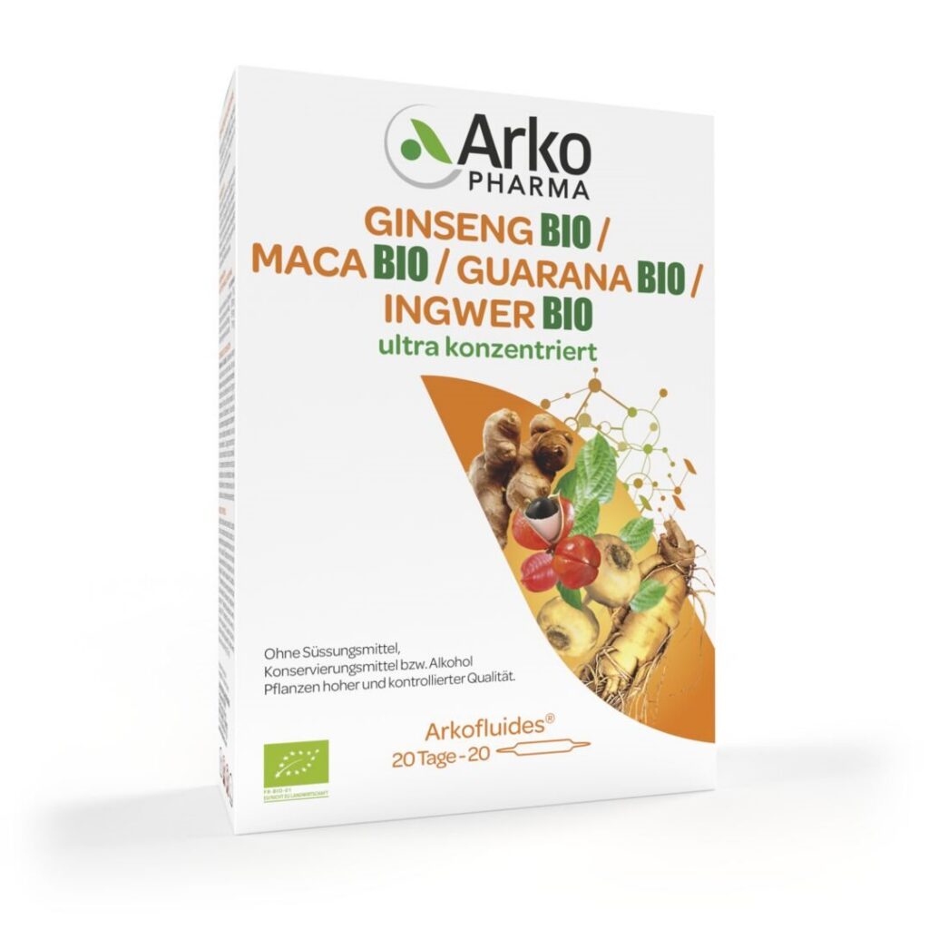 ARKOFLUIDE Gins-Maca-Guar-Ging amp buv bio 20 pce