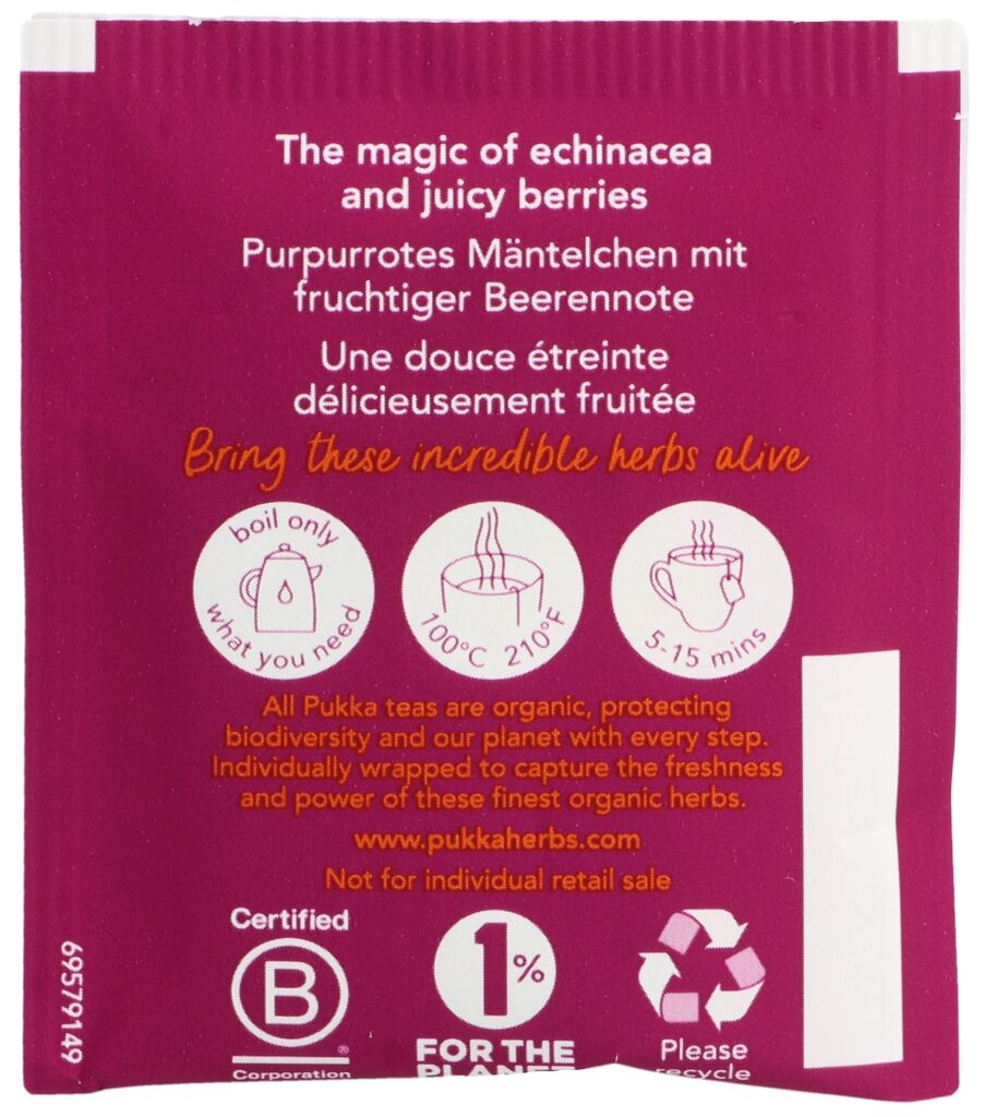 PUKKA Holunderbeere&Echinacea thé bio sach 20 pce