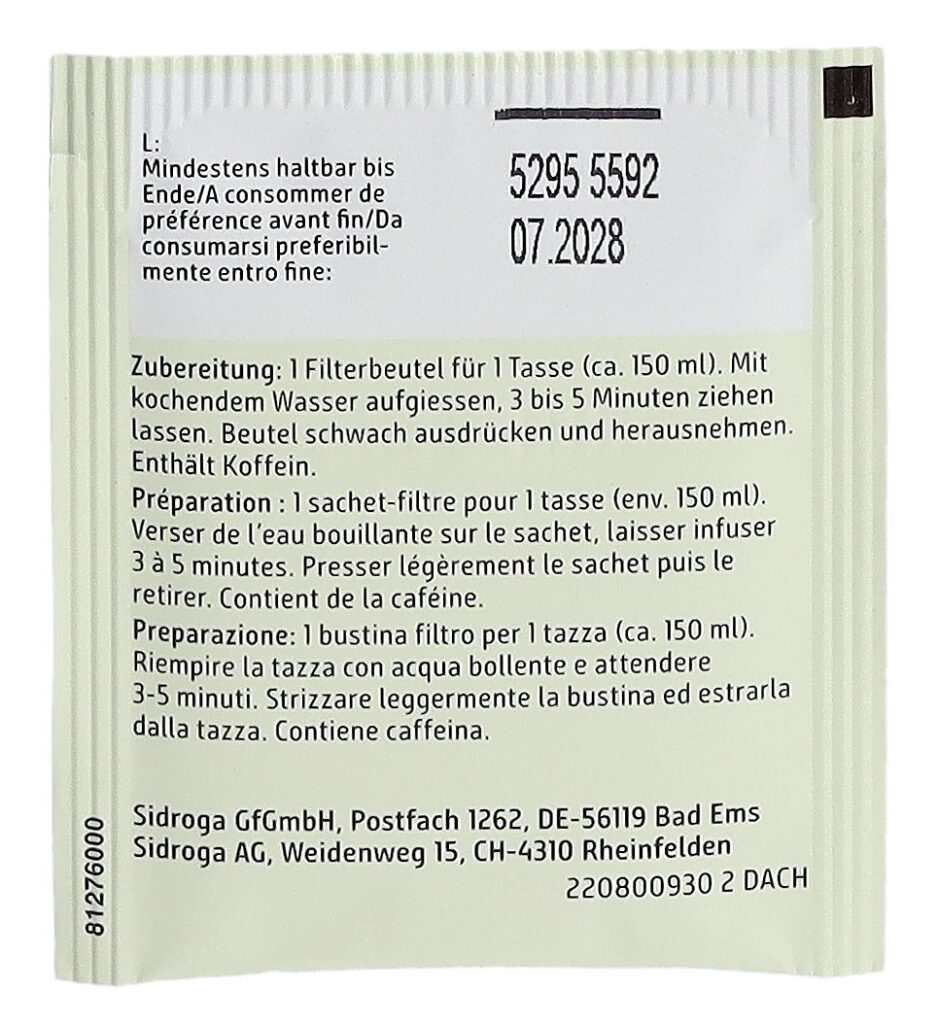 SIDROGA thé vert bio sach 20 pce