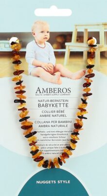 AMBEROS collier bébé ambre naturel nuggets honey
