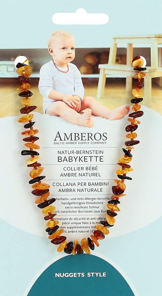 AMBEROS collier bébé ambre naturel nuggets honey