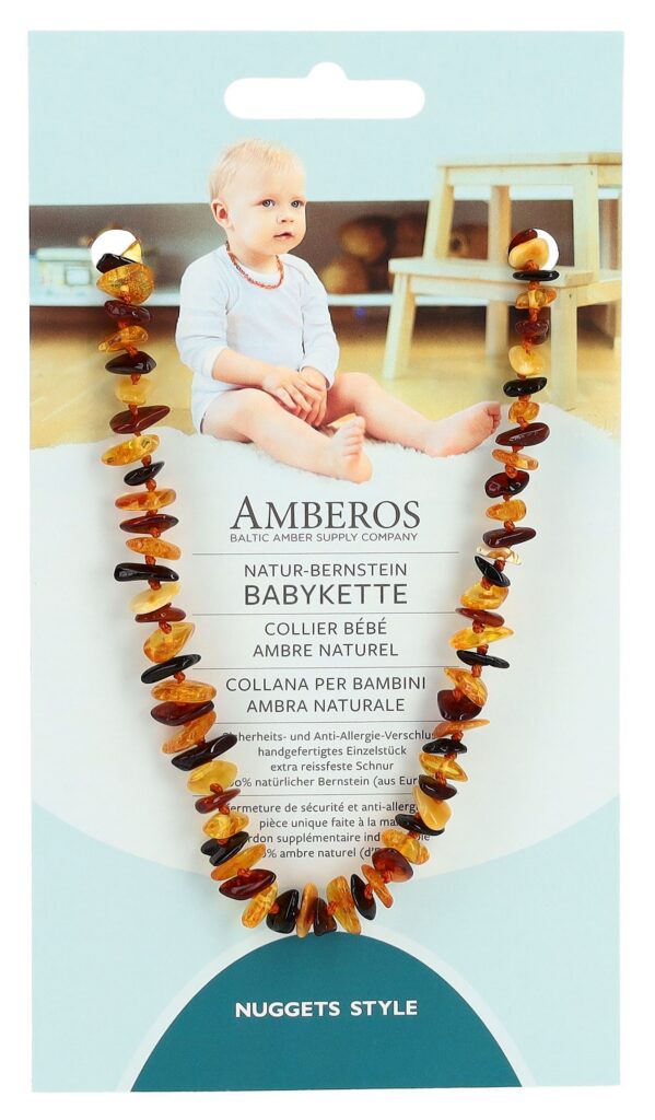 AMBEROS collier bébé ambre naturel nuggets honey