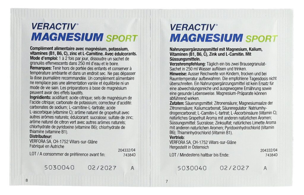 VERACTIV Magnesium Sport sach 30 pce