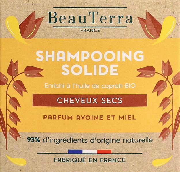 BEAUTERRA shampooing solide cheveux secs abim 75 g