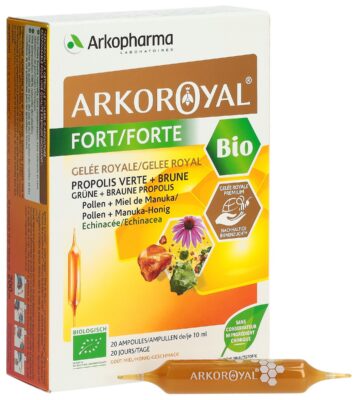 ARKOROYAL gelée royale fort bio 20 amp buv 10 ml