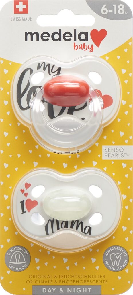 MEDELA Baby Sucette Day&Night 6-18 Sig Love 2 pce