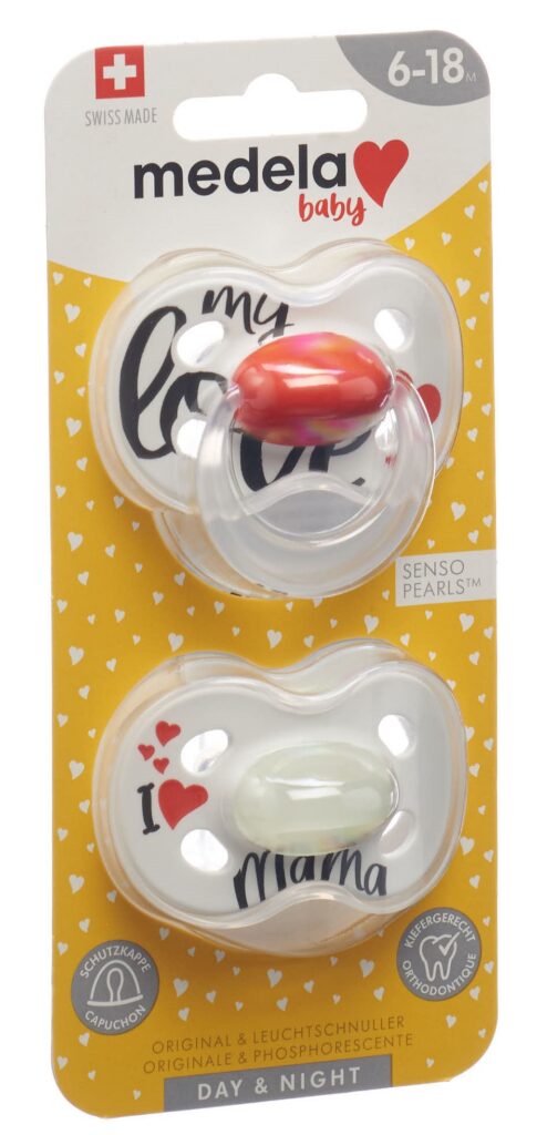 MEDELA Baby Sucette Day&Night 6-18 Sig Love 2 pce