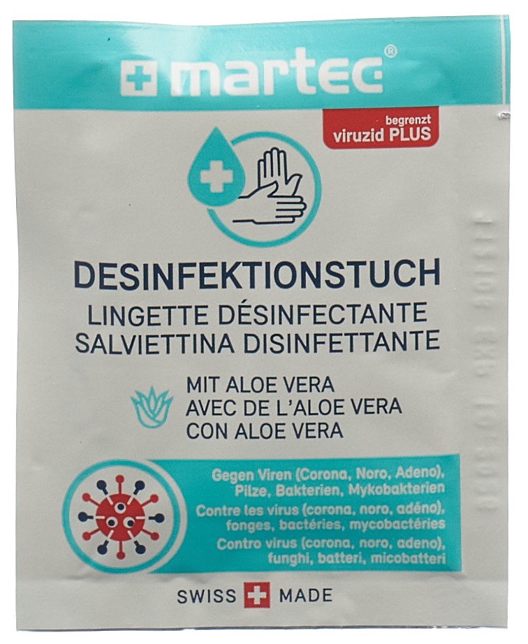 MARTEC Lingettes désinfectantes a aloe vera 10 pce