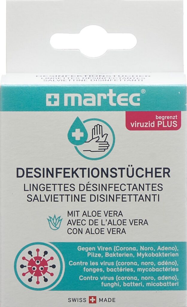 MARTEC Lingettes désinfectantes a aloe vera 10 pce