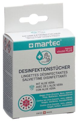 MARTEC Lingettes désinfectantes a aloe vera 10 pce
