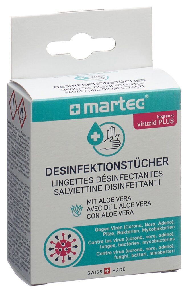 MARTEC Lingettes désinfectantes a aloe vera 10 pce