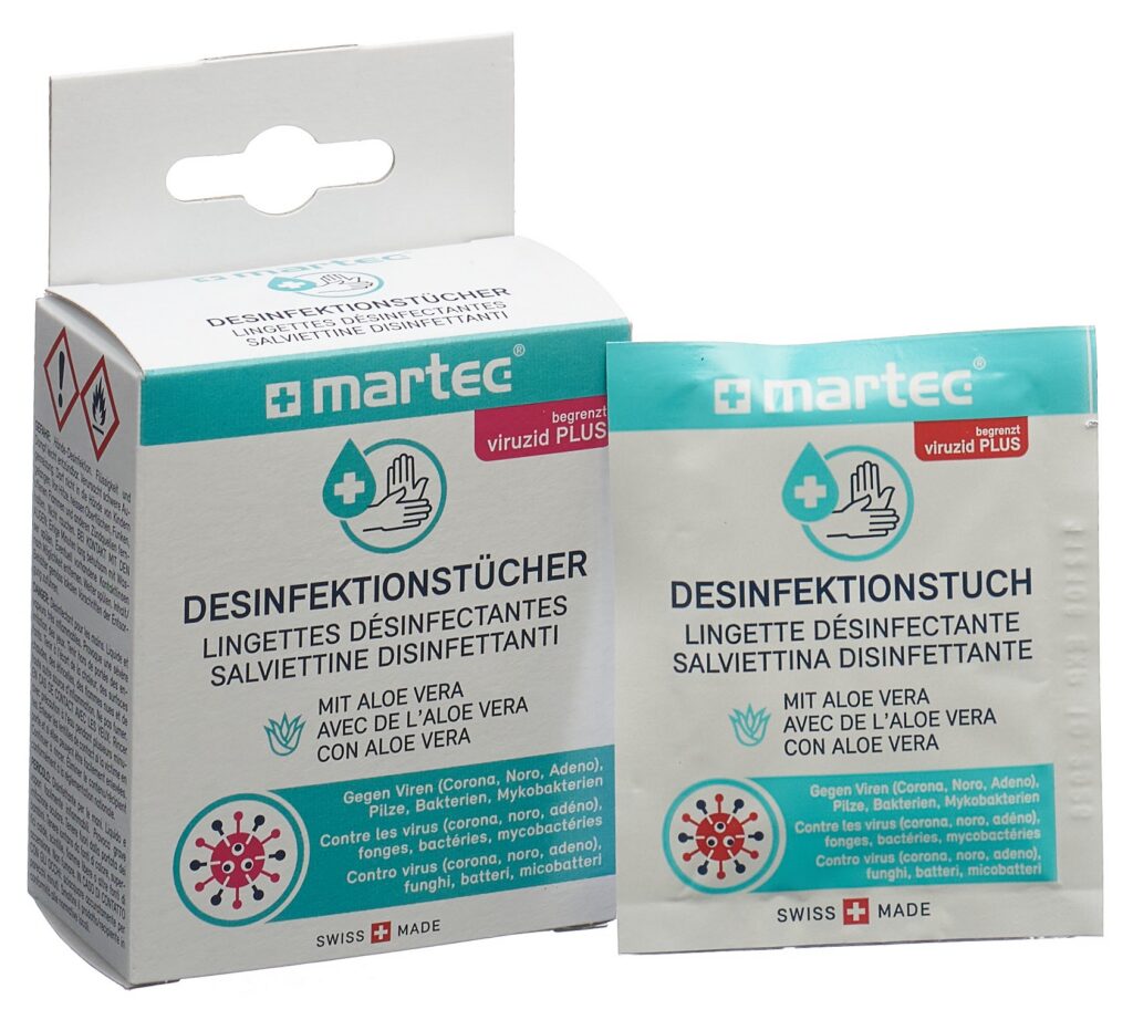 MARTEC Lingettes désinfectantes a aloe vera 10 pce