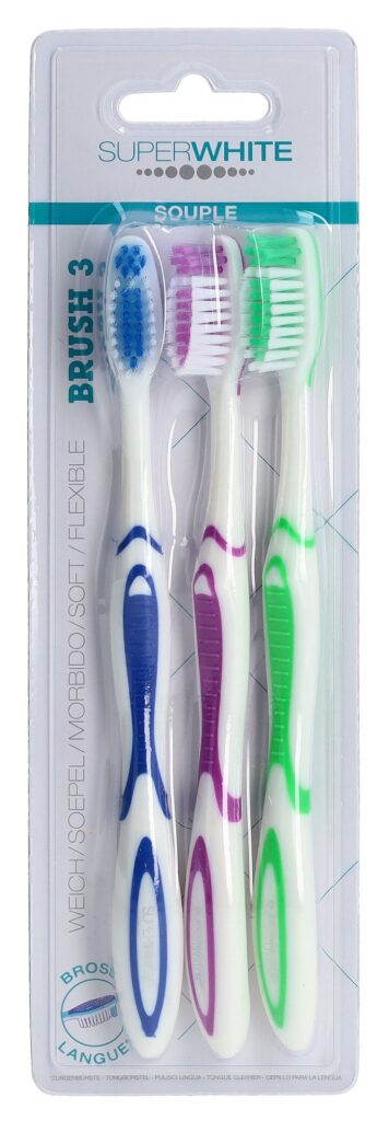 SUPERWHITE Brosse à dents Brush 3 souple 3 pce