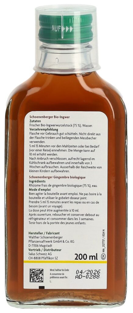 SCHOENENBERGER Gingemb bois de plant fr bio 200 ml