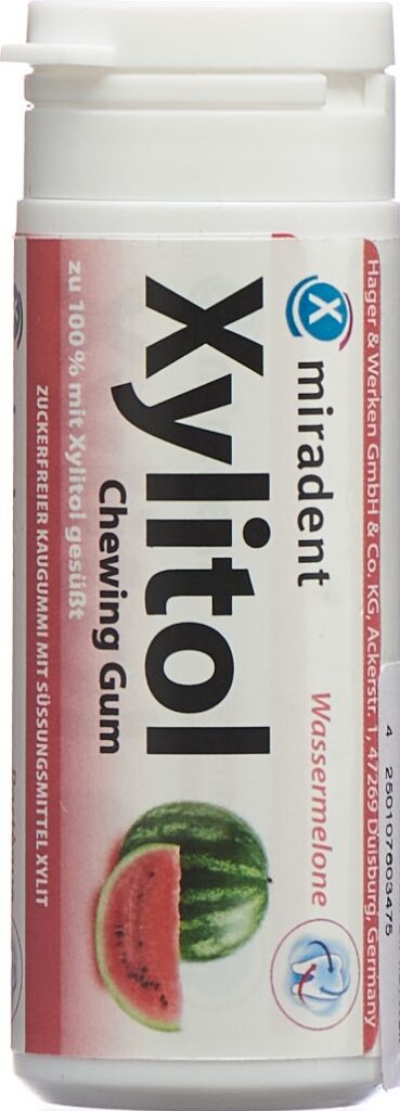 MIRADENT xylitol chewing gum pastéque bte 30 pce
