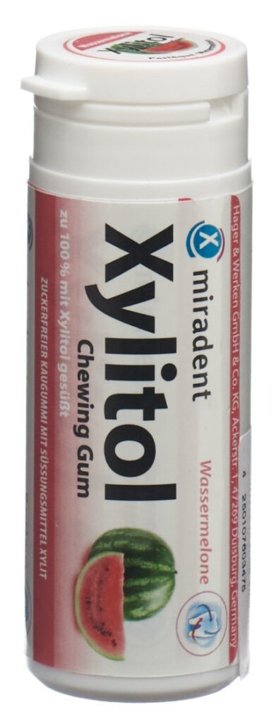 MIRADENT xylitol chewing gum pastéque bte 30 pce