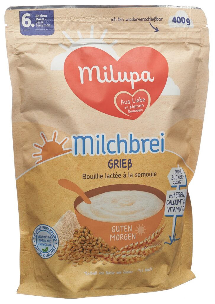 MILUPA bouillie lactée à la semoule 6m sach 400 g
