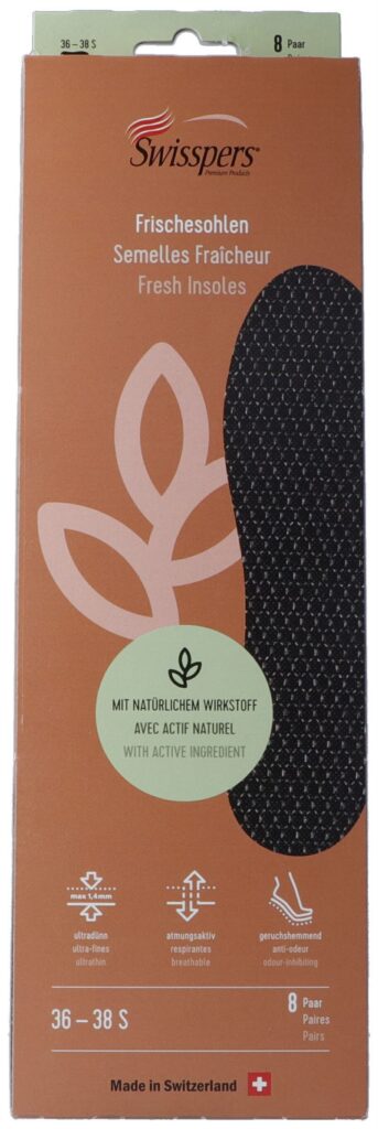 SWISSPERS semelles fraîcheur S 38 noir 8 paire