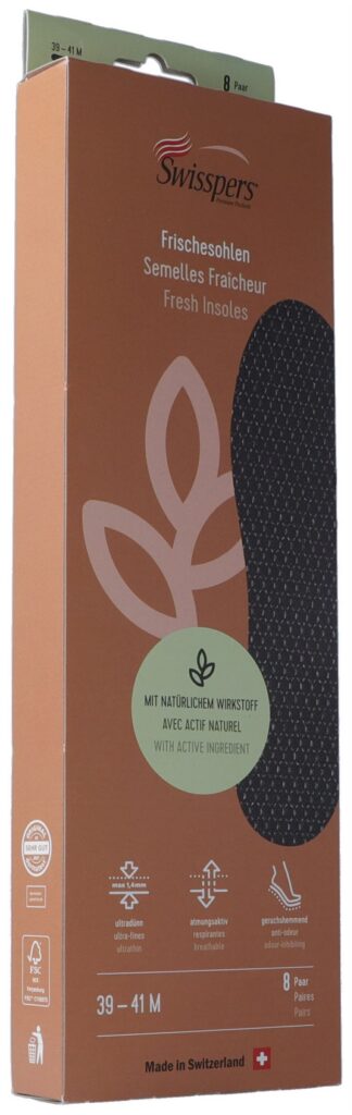 SWISSPERS semelles fraîcheur M 41 noir 8 paire