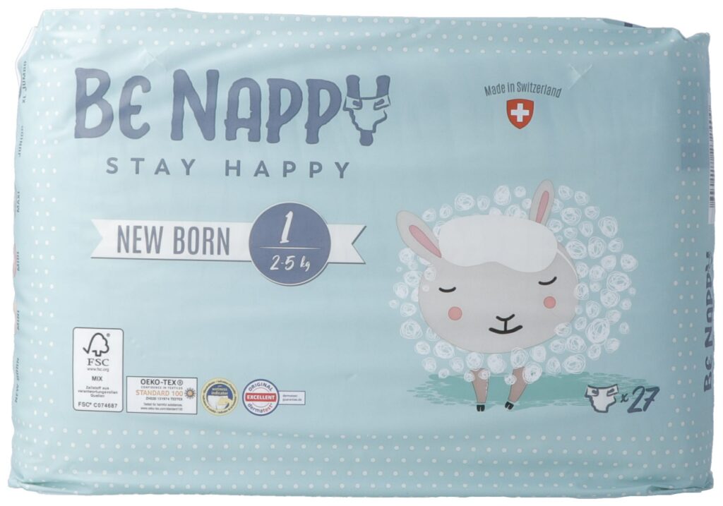 BE NAPPY Couches Gr1 2-5kg New Born 27 pce
