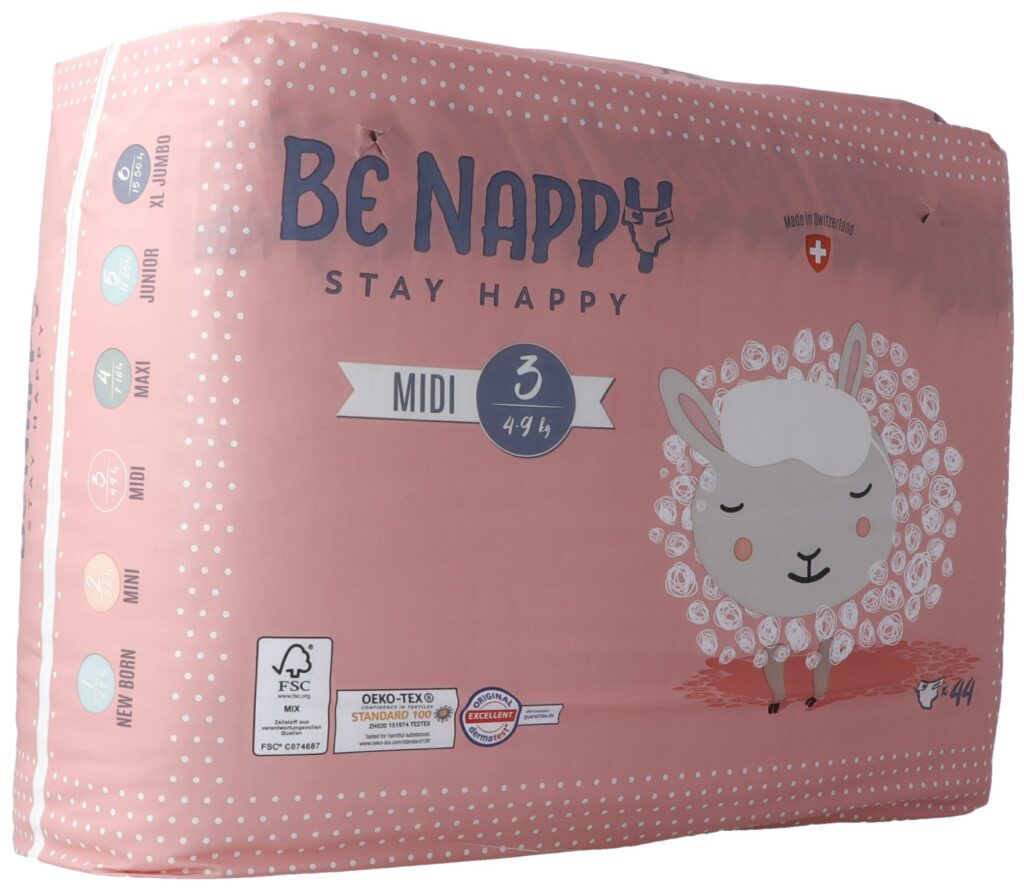 BE NAPPY Couches Gr3 4-9kg Midi 44 pce