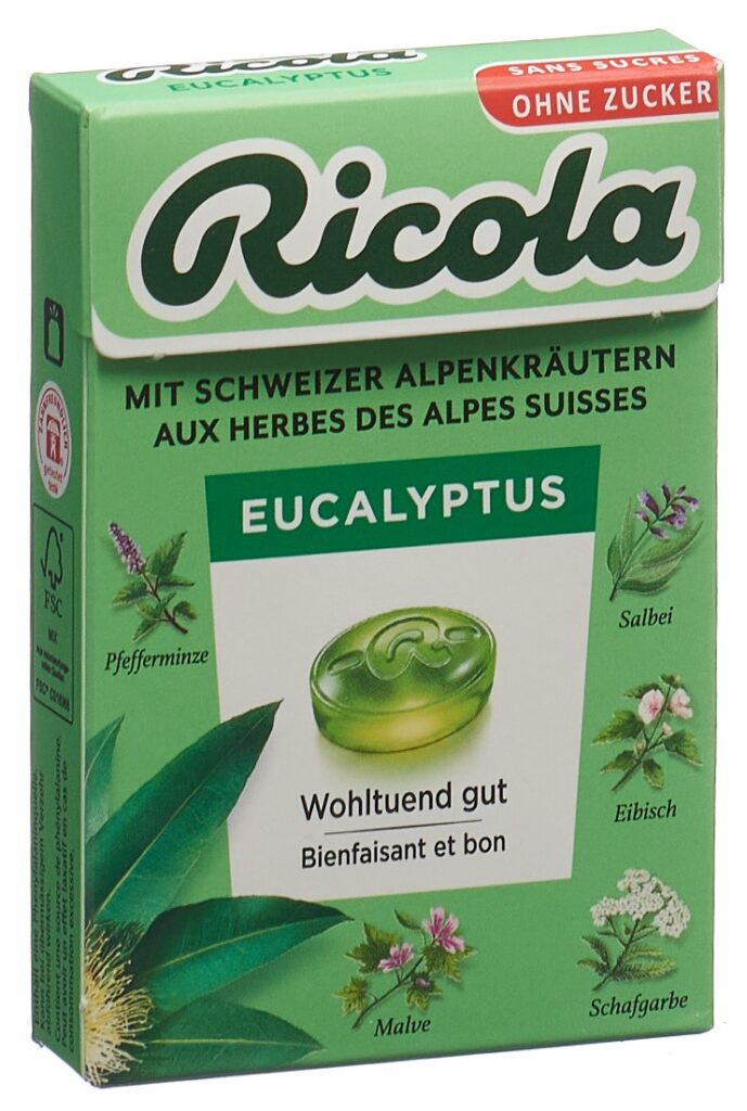 RICOLA bonbons eucalyptus ss as box 50 g