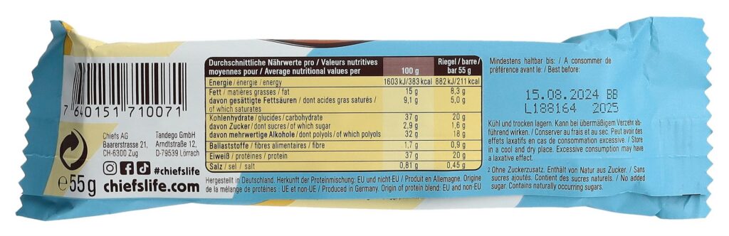 CHIEFS Protein Bar Crispy Cookie 3 x 55 g