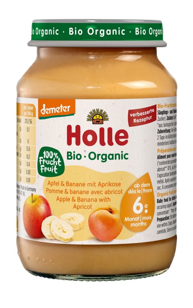 HOLLE pomme banane et abricot verre 190 g