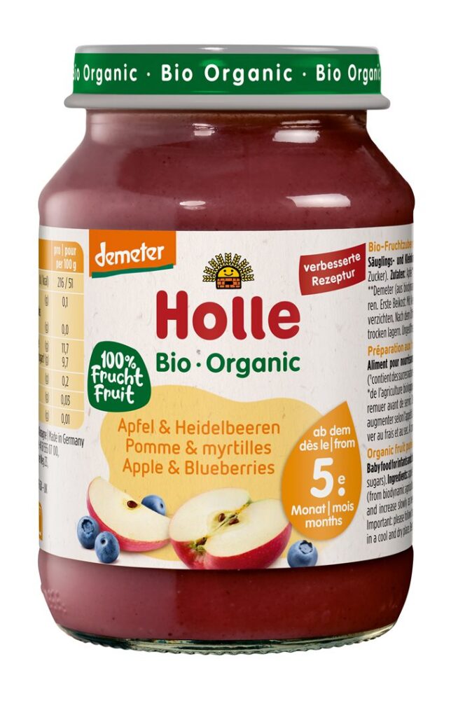 HOLLE pomme et myrtille verre 190 g