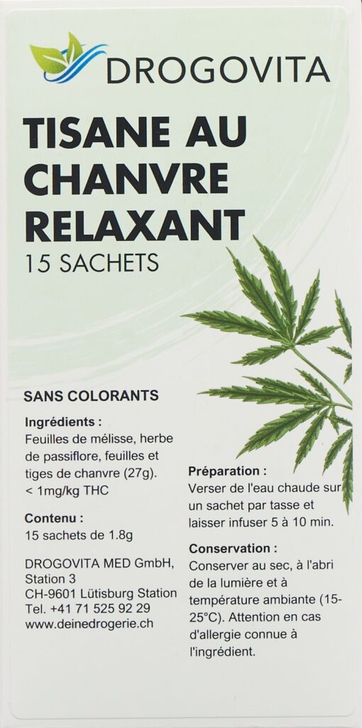 DROGOVITA thé relaxant au chanvre sach 15 pce