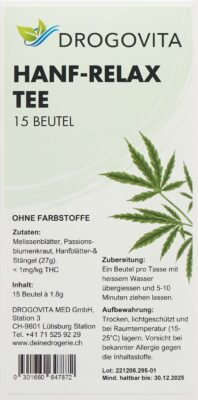 DROGOVITA thé relaxant au chanvre sach 15 pce