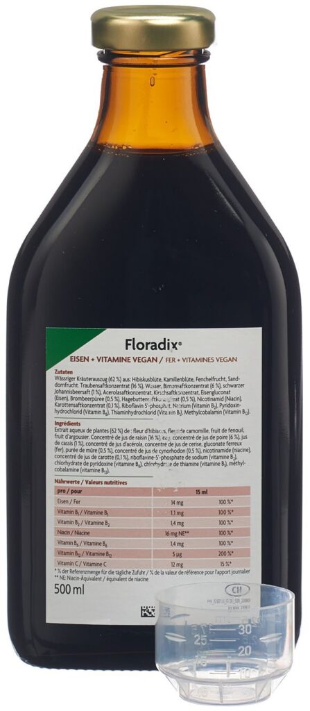 FLORADIX VEGAN Fer + vitamines fl 500 ml