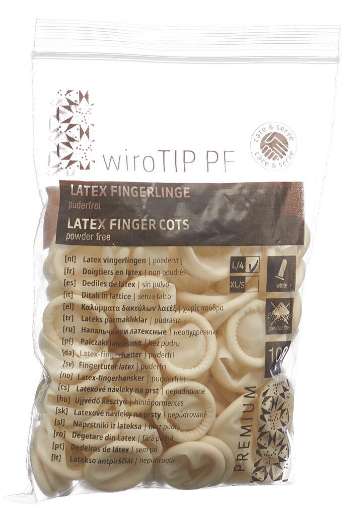 GRIBI doigtier latex L s poud non st sach 100 pce
